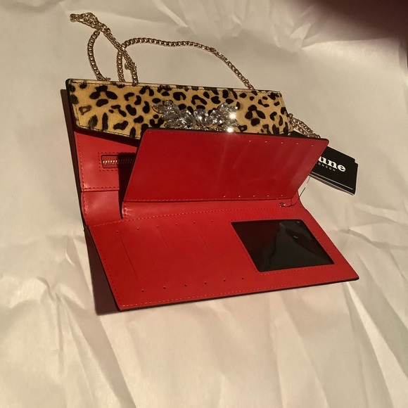 *NWOT* DUNE LONDON red with leopard print bag - Picture 3 of 5